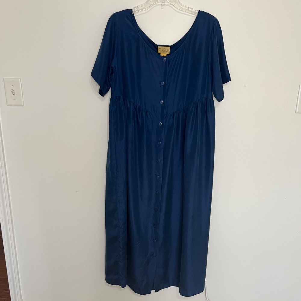 Vintage 80s Sostanza Silk Dress Size Medium Maxi Cottagecore Lagenlook